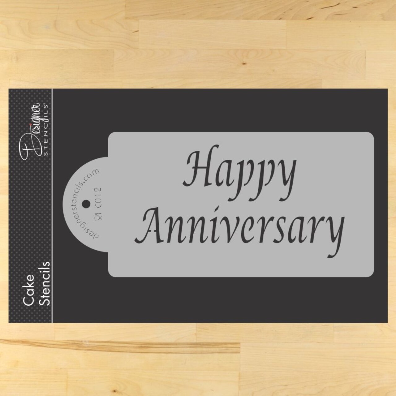 Happy Anniversary Cake Stencil | C012 by Designer Stencils | Stencils for Royal Icing, Airbrush, Dusting Powder |